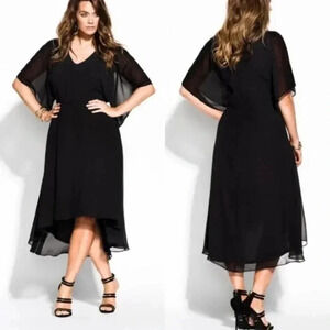 City Chic Adore High Low Black Sheer Dress Size 20